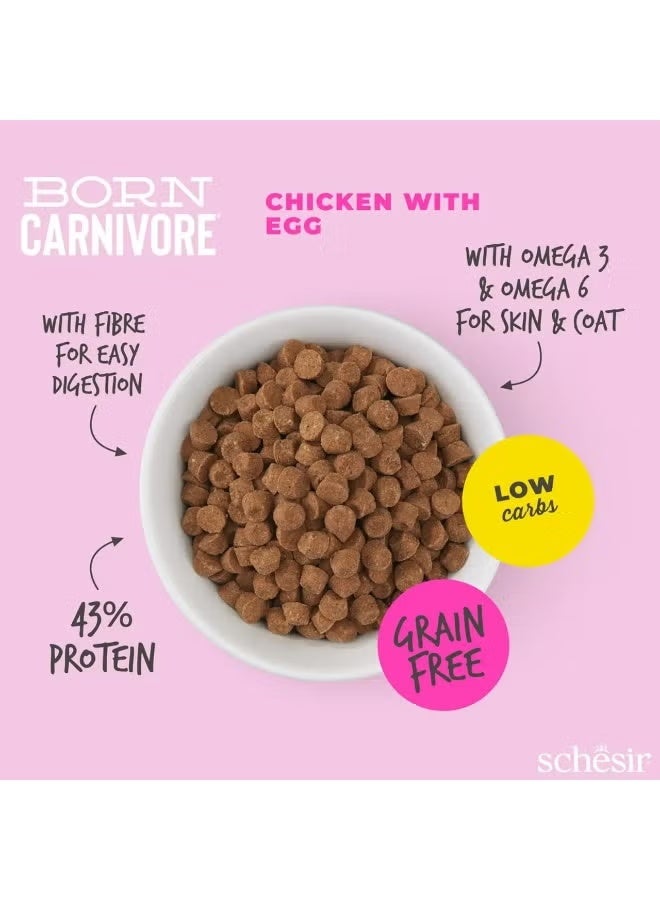 Schesir Born Carnivore Grain Free Oven Baked Kitten Dry Cat Food Chicken & Egg 1.25kg | High Protein Low Carb Formula for Growth, Digestion & Skin Coat Health - Image 5